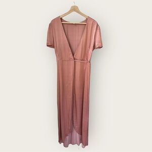WAYF Gwyneth Wrap Maxi Dress In Dusty Rose